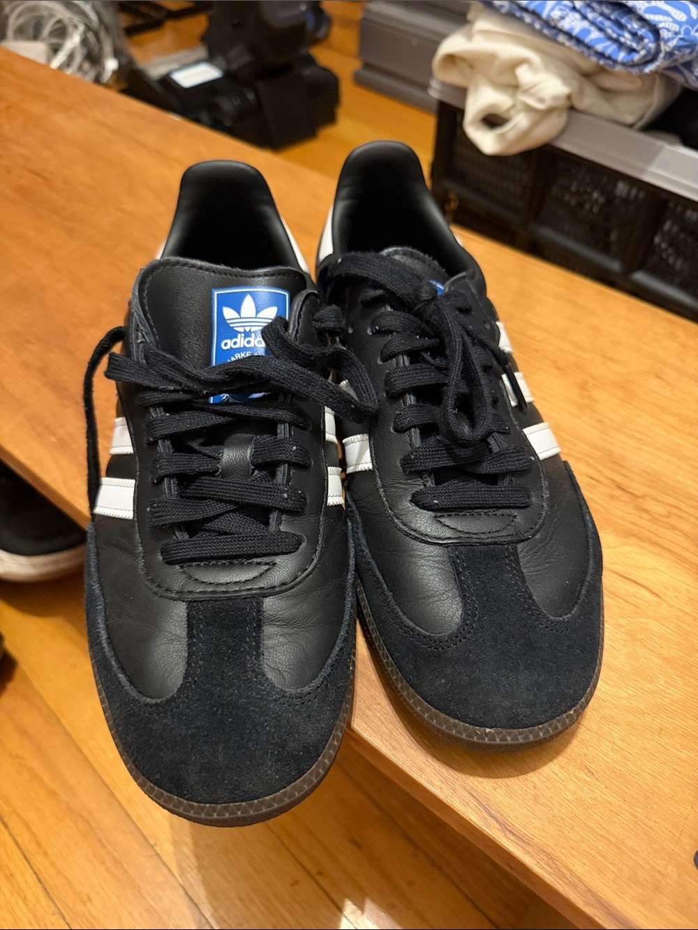 adidas Men’s Black Sneakers with White Stripes